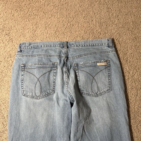 Calvin Klein Women's Light Wash Capri Wide Jeans High Rise Stretch Denim Y2K 14 - Picture 7 of 11